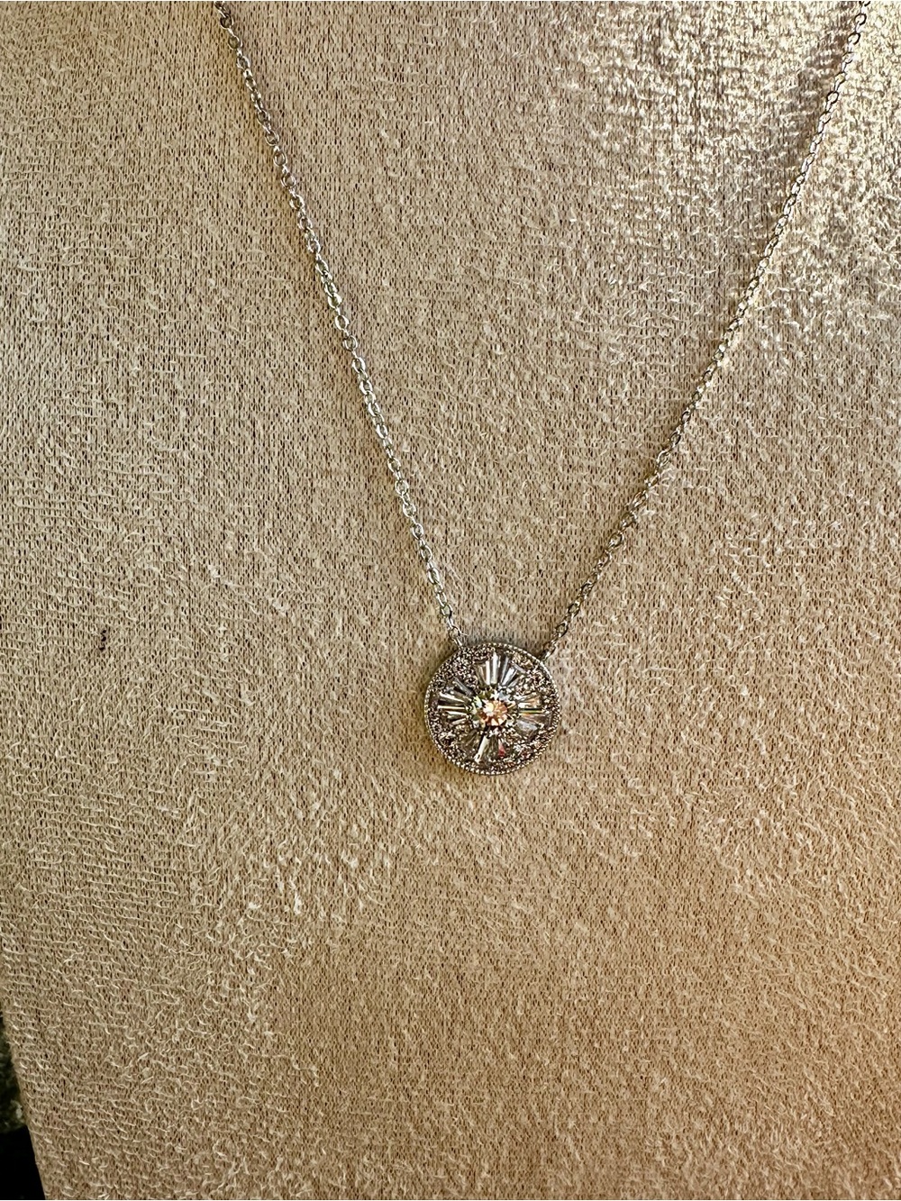 Silver Sunburst Pendant Necklace